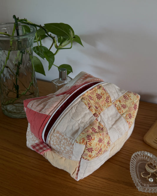 patchwork quilted makeup bag