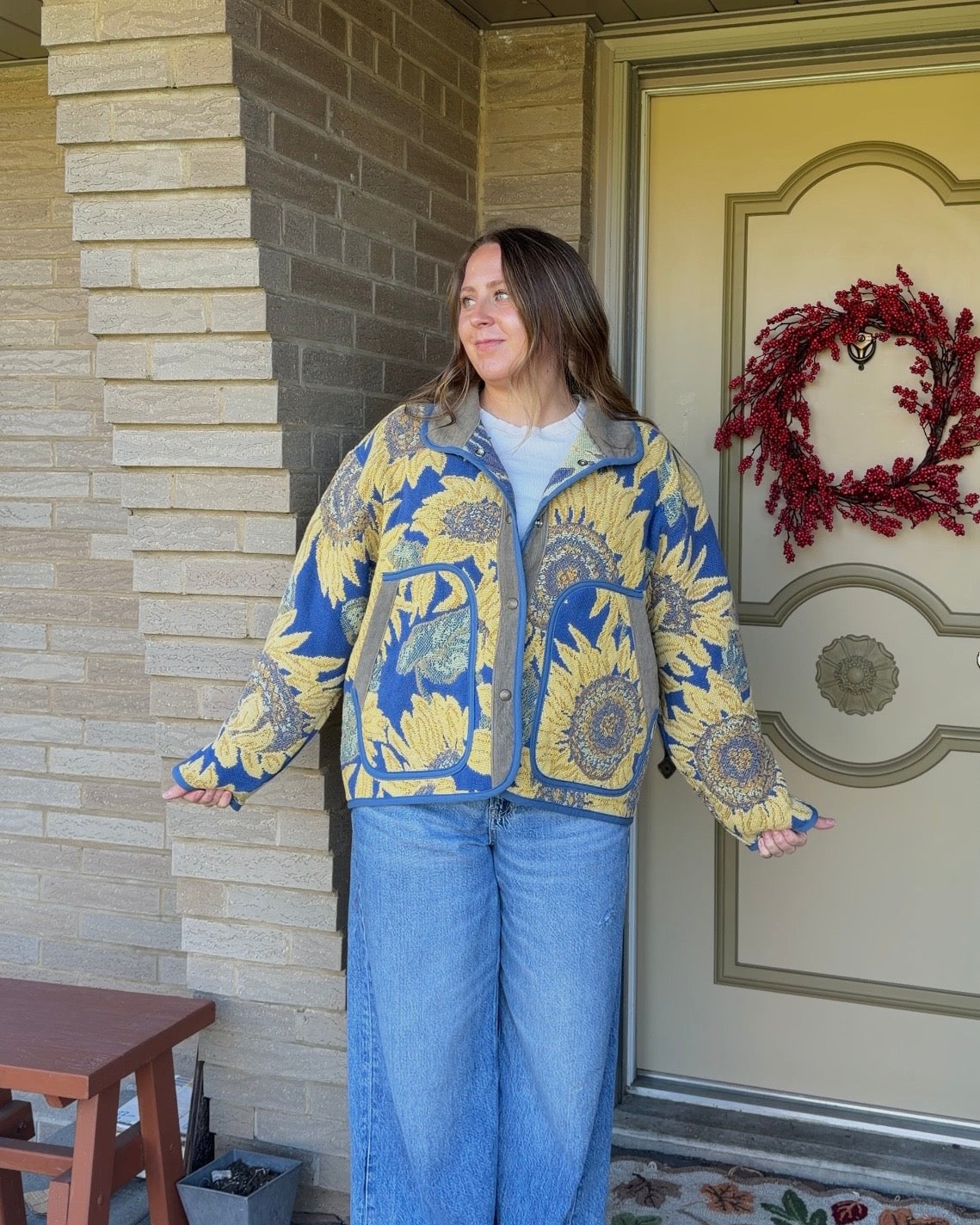 L - sunflower woven jacket
