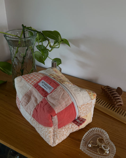 patchwork quilted makeup bag