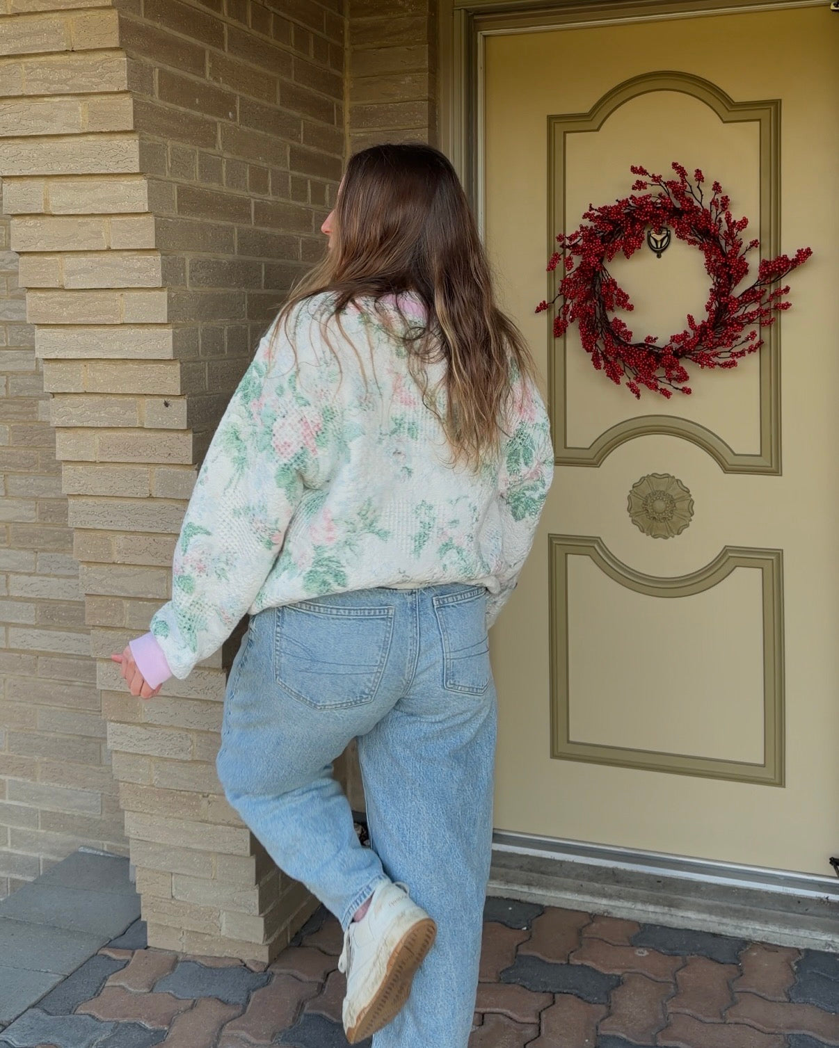 M - Floral Woven Crewneck
