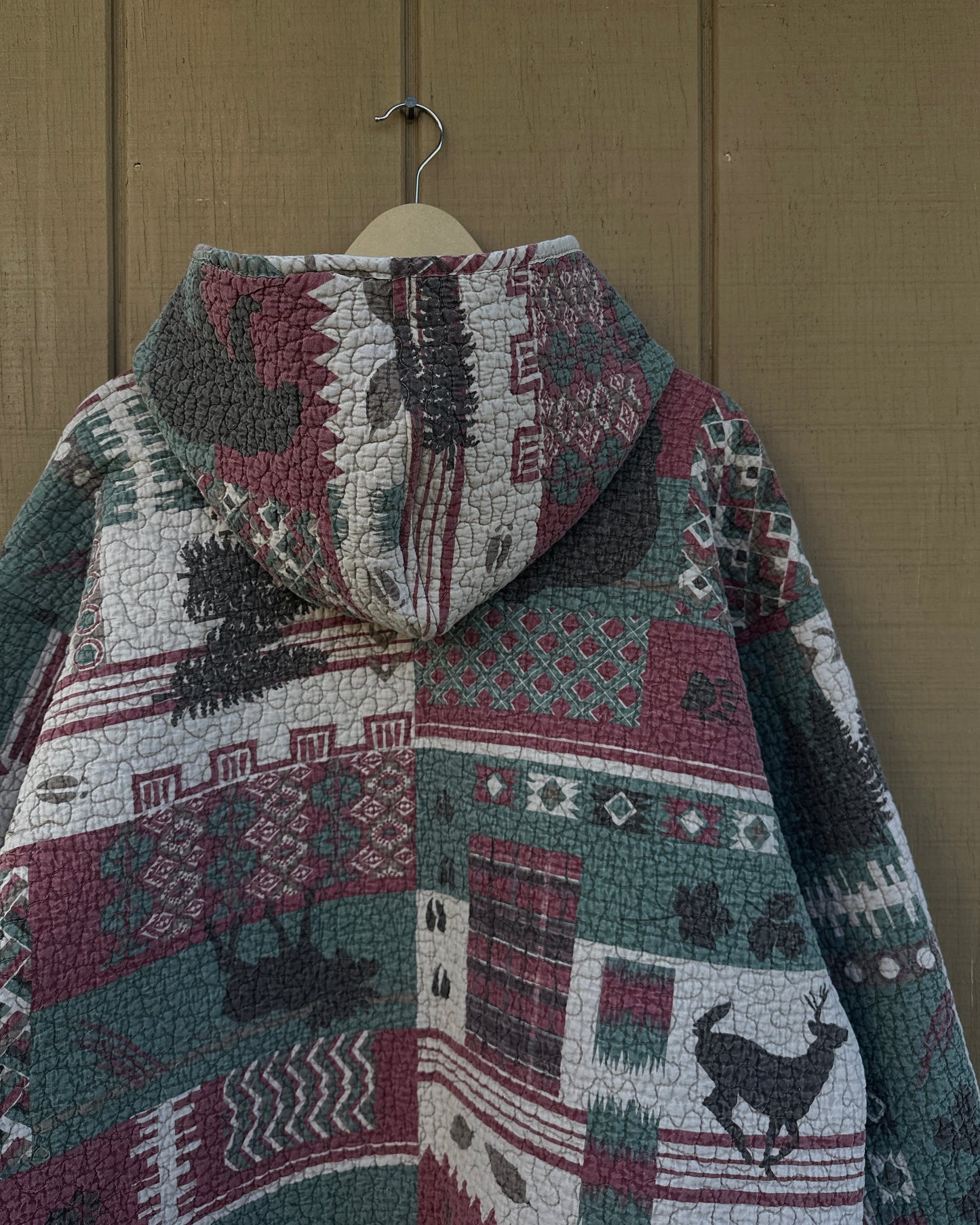 Deer/Bear Quilted Hoodie - XL