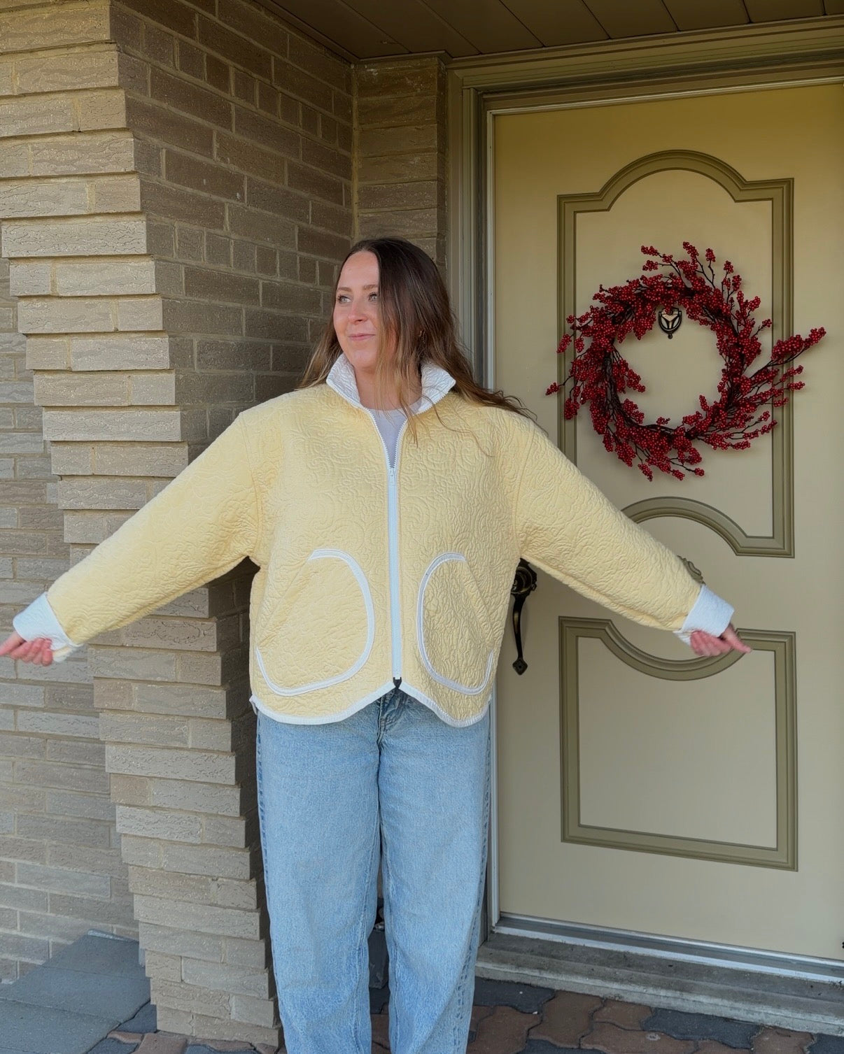 M - Yellow Quilted Jacket