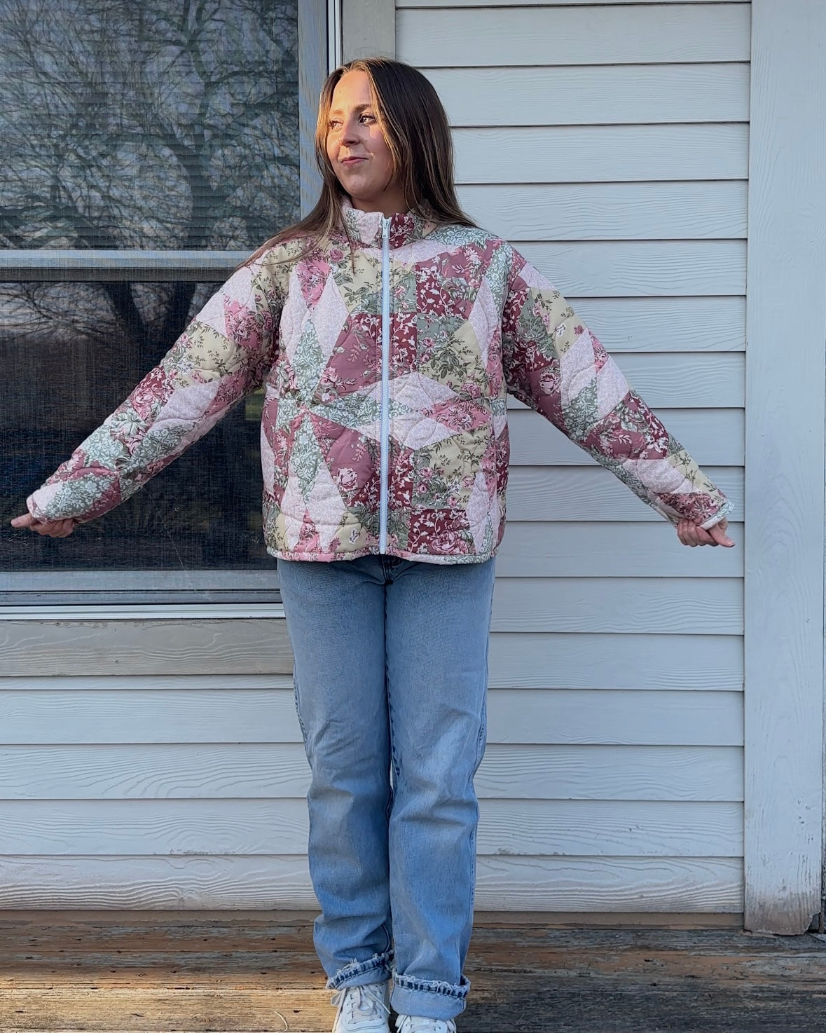 Pink Quilted Jacket - M