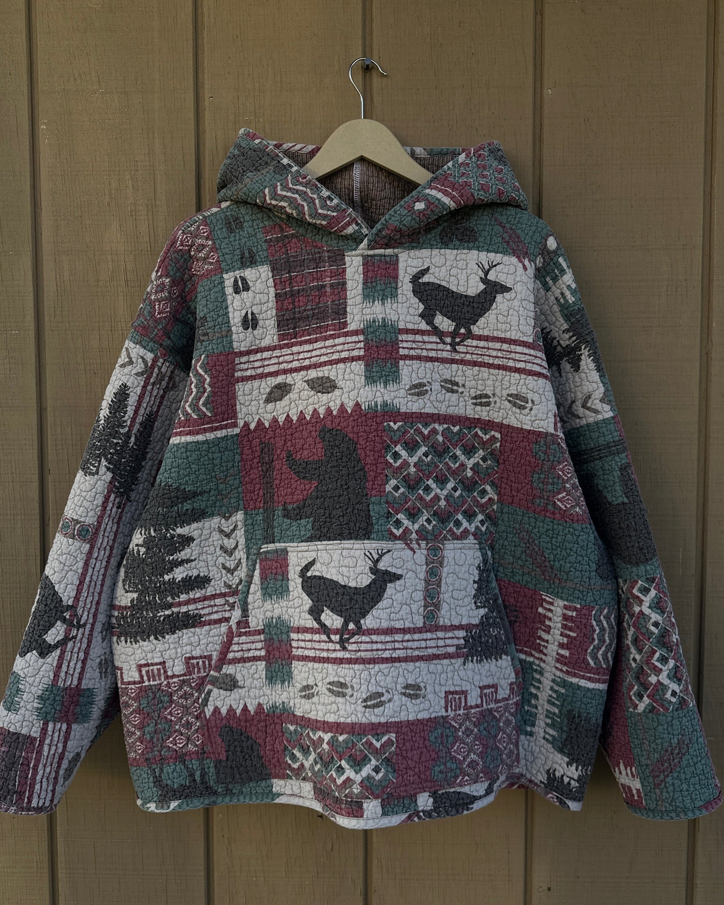 Deer/Bear Quilted Hoodie - XL