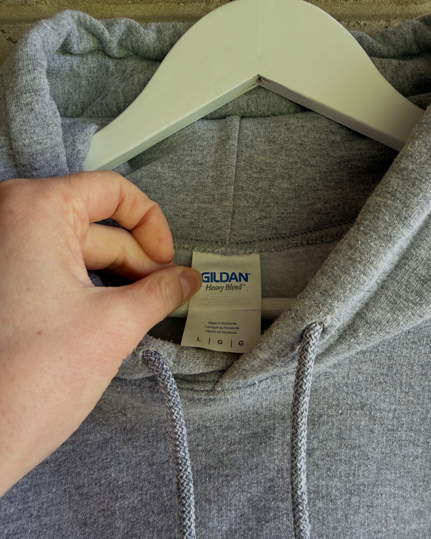 blue quilt sleeves hoodie - L