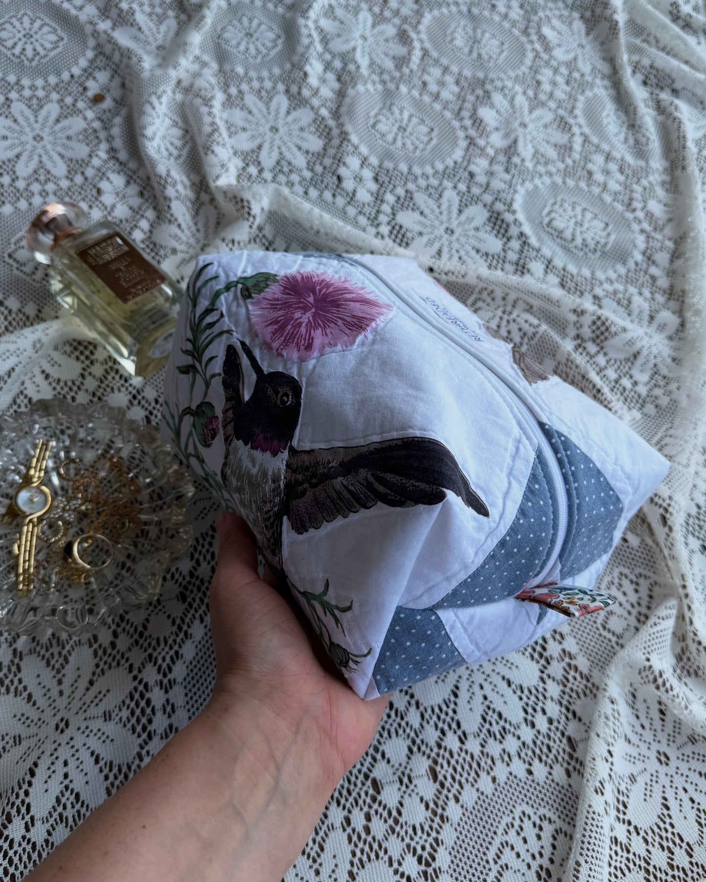 hummingbird makeup bag