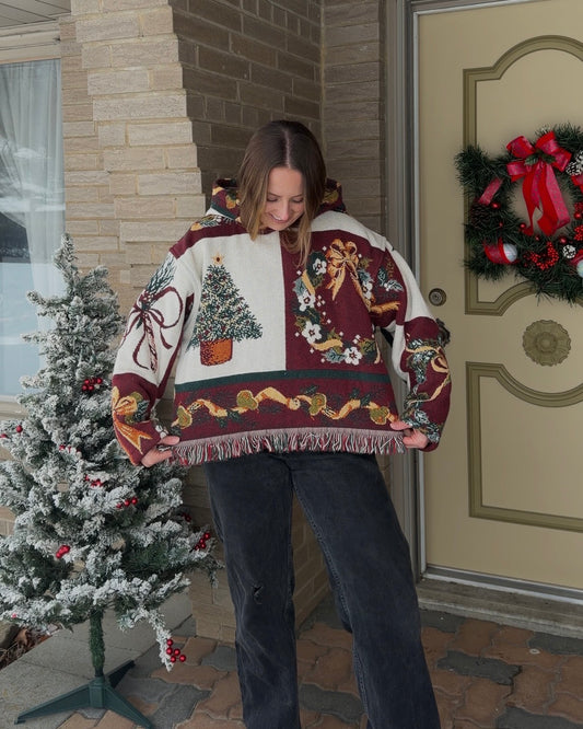Maroon Christmas Hoodie - L