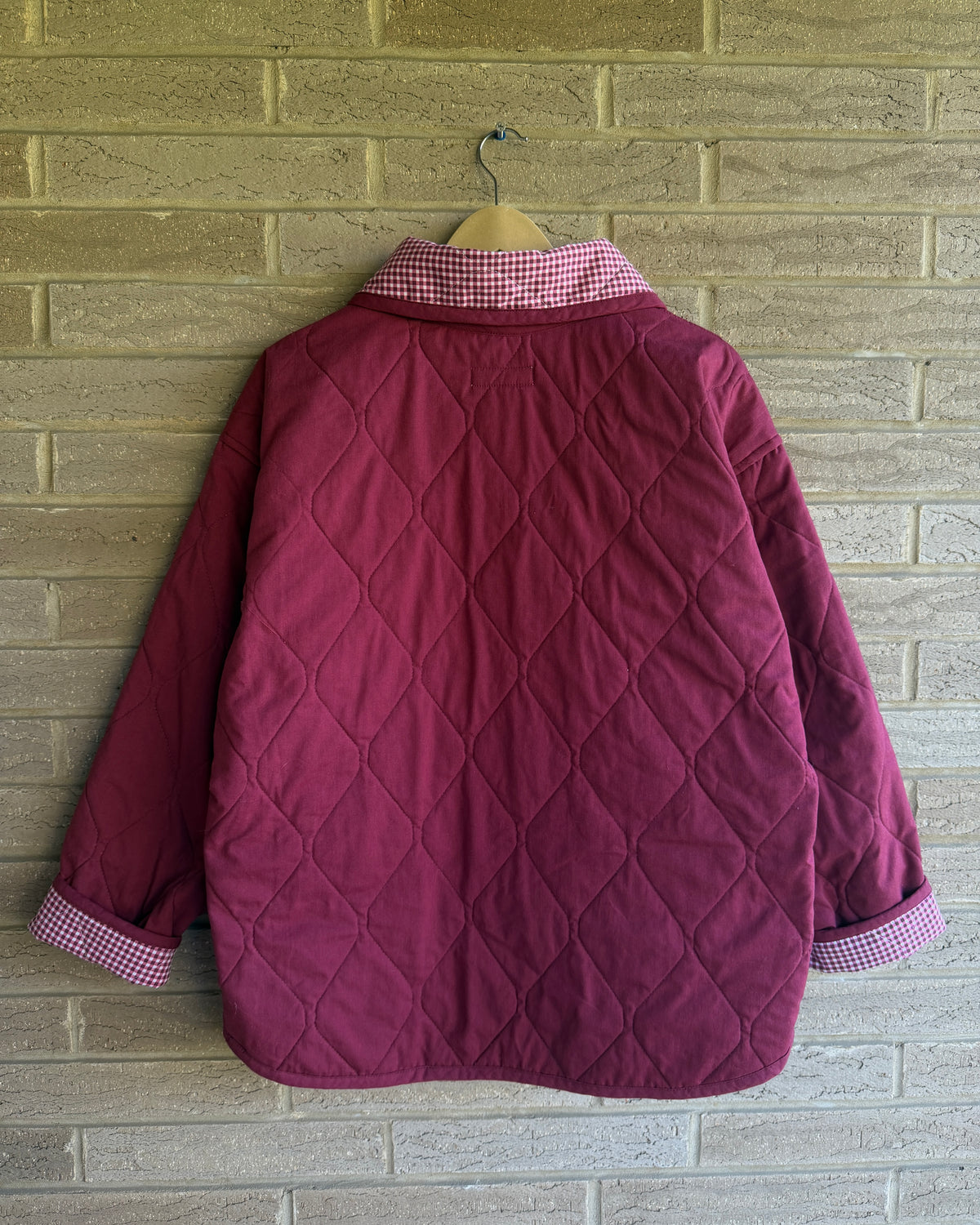 L - maroon gingham jacket