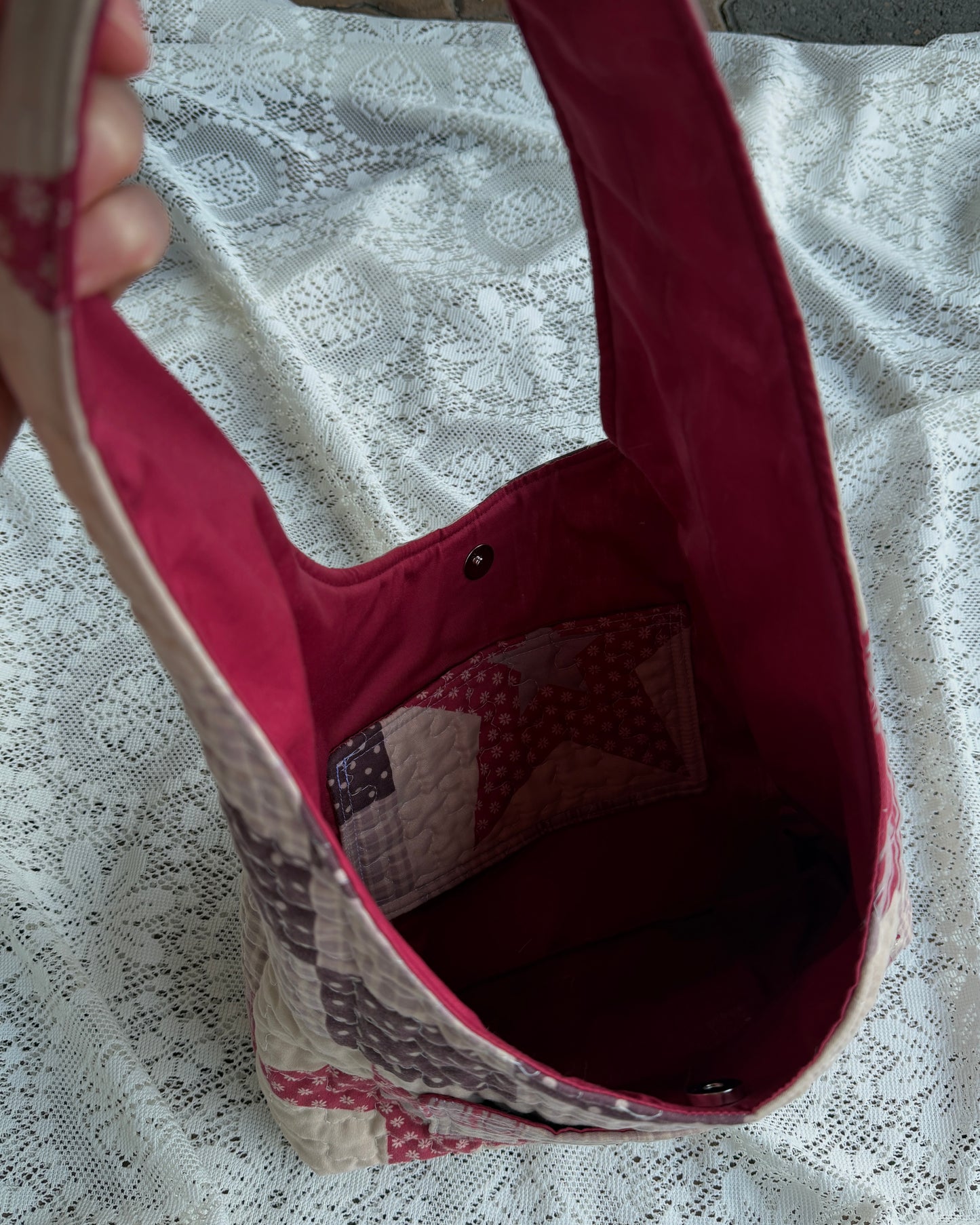 red star quilted hobo bag