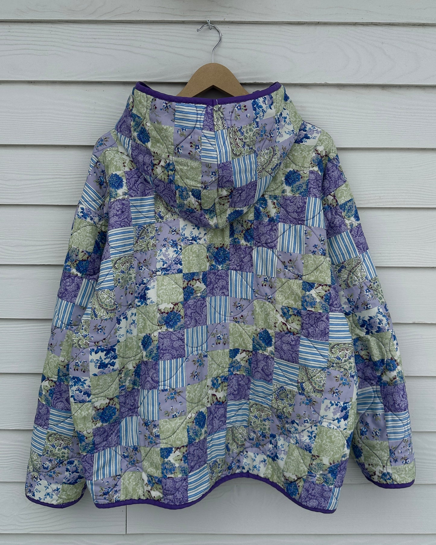 purple patchwork hoodie - XL
