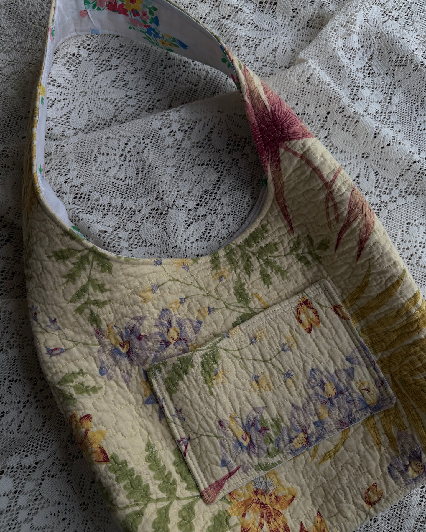 yellow quilted hobo bag