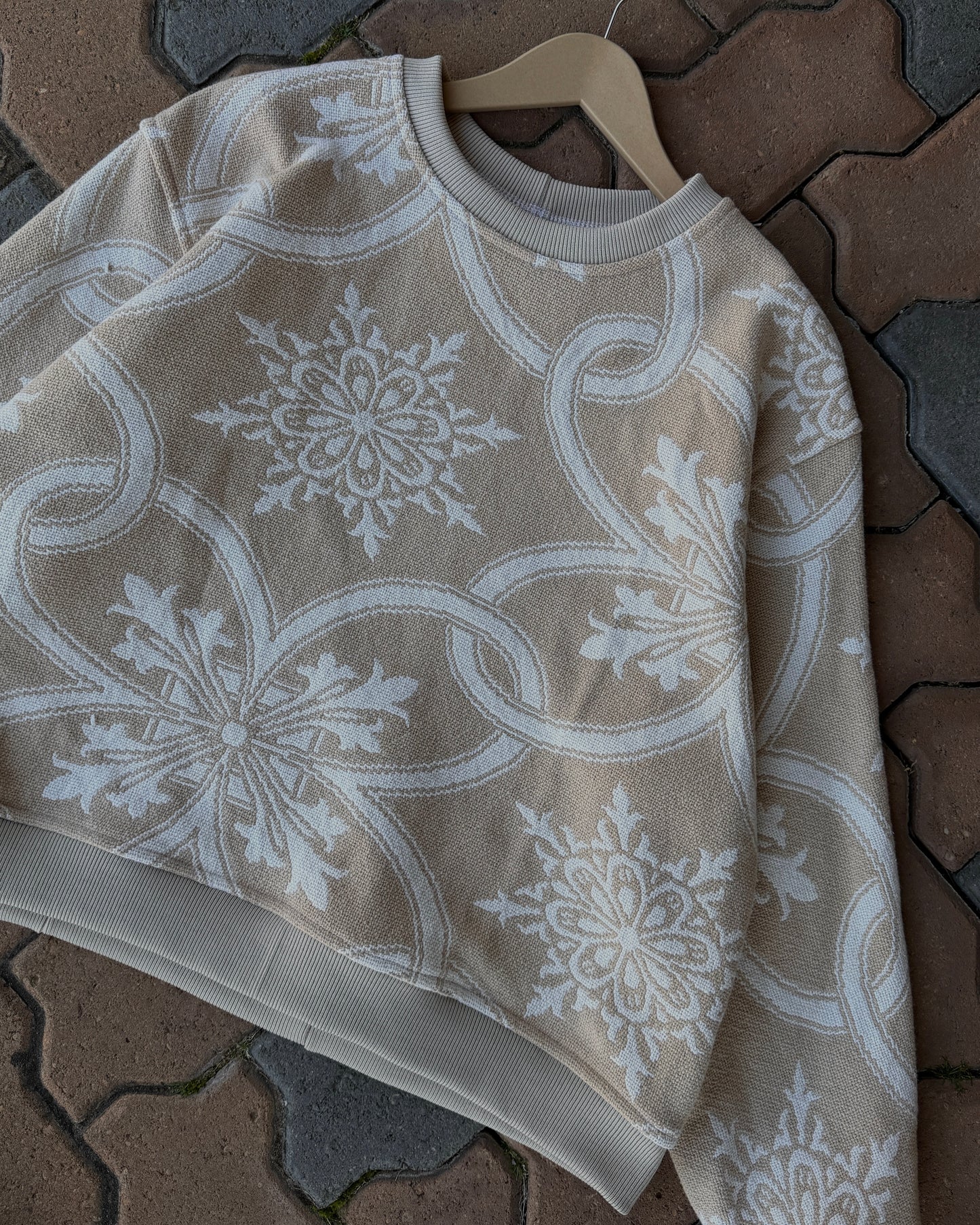 M - Tan Woven Crewneck