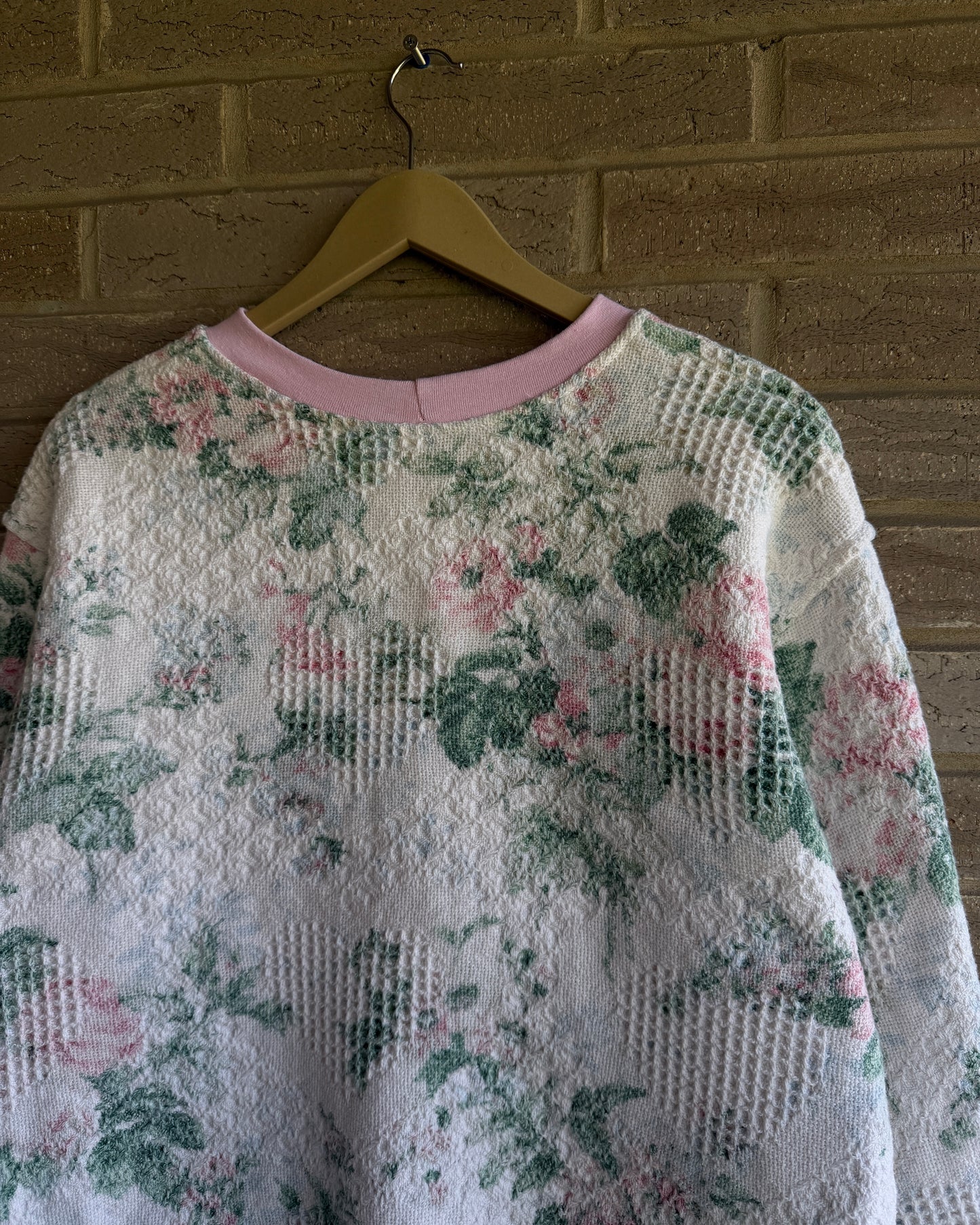 M - Floral Woven Crewneck