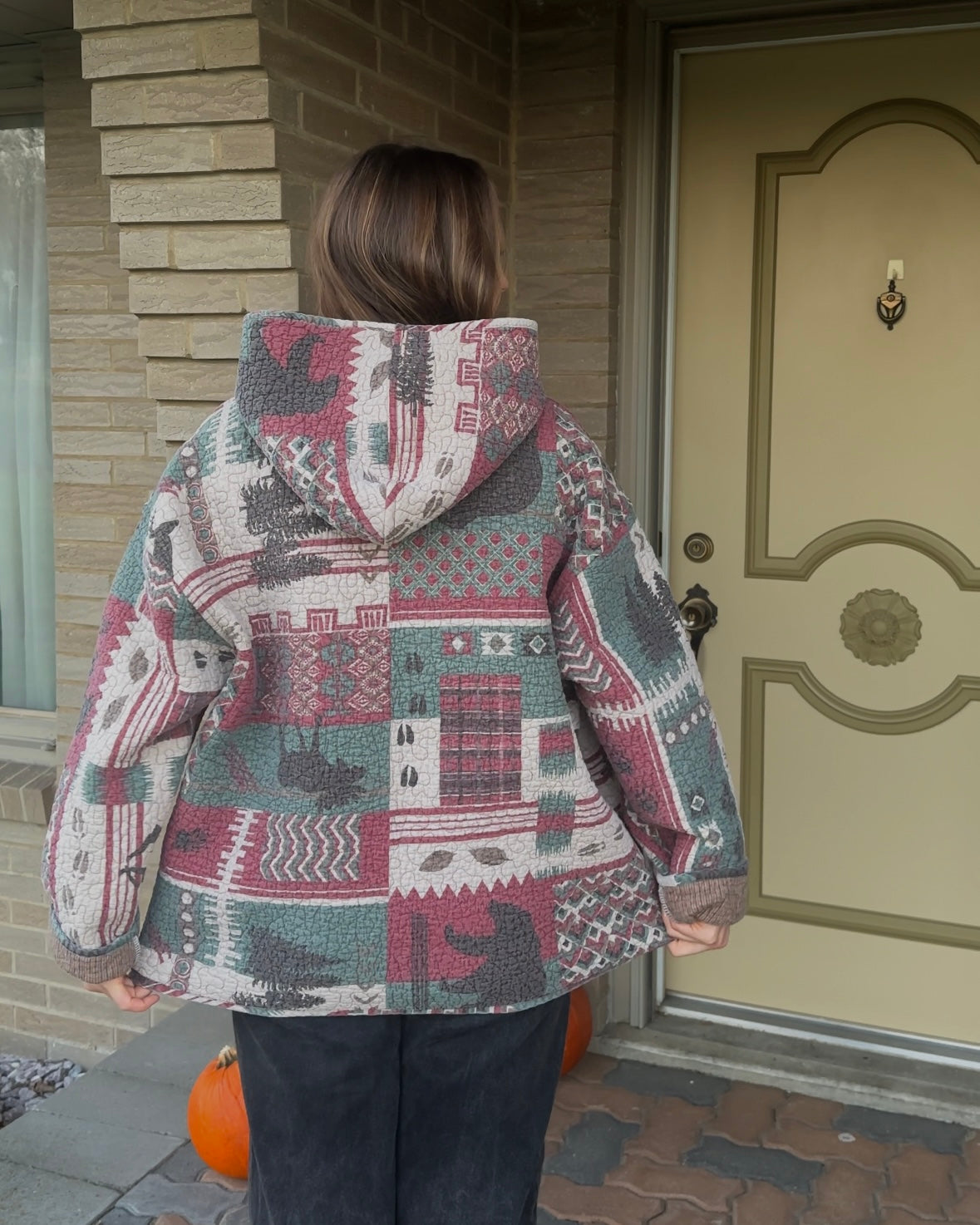 Deer/Bear Quilted Hoodie - XL