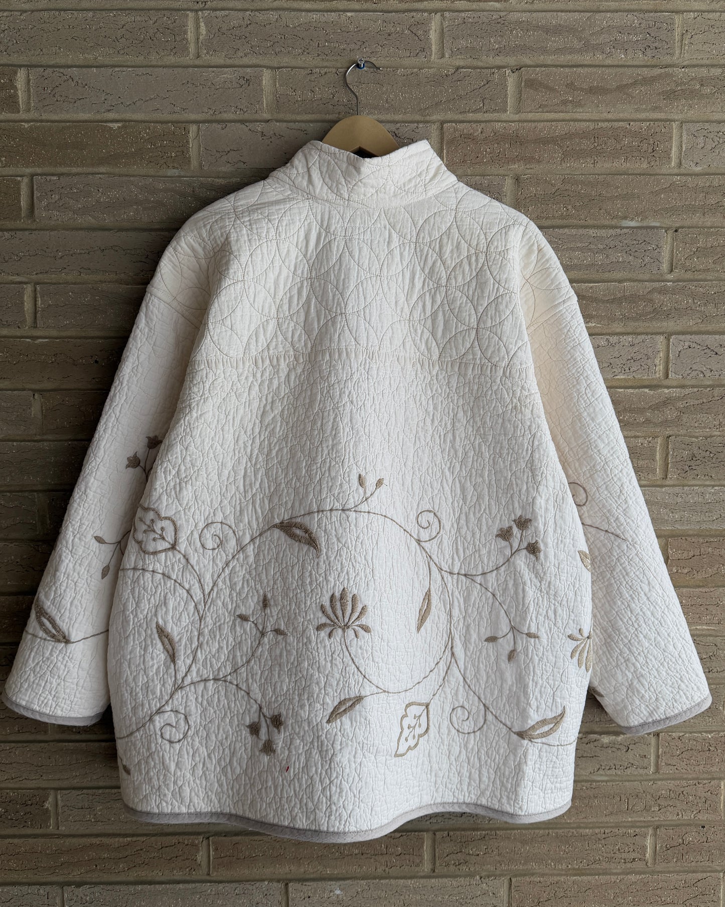 XL - Tan Embroidered Quilt Jacket