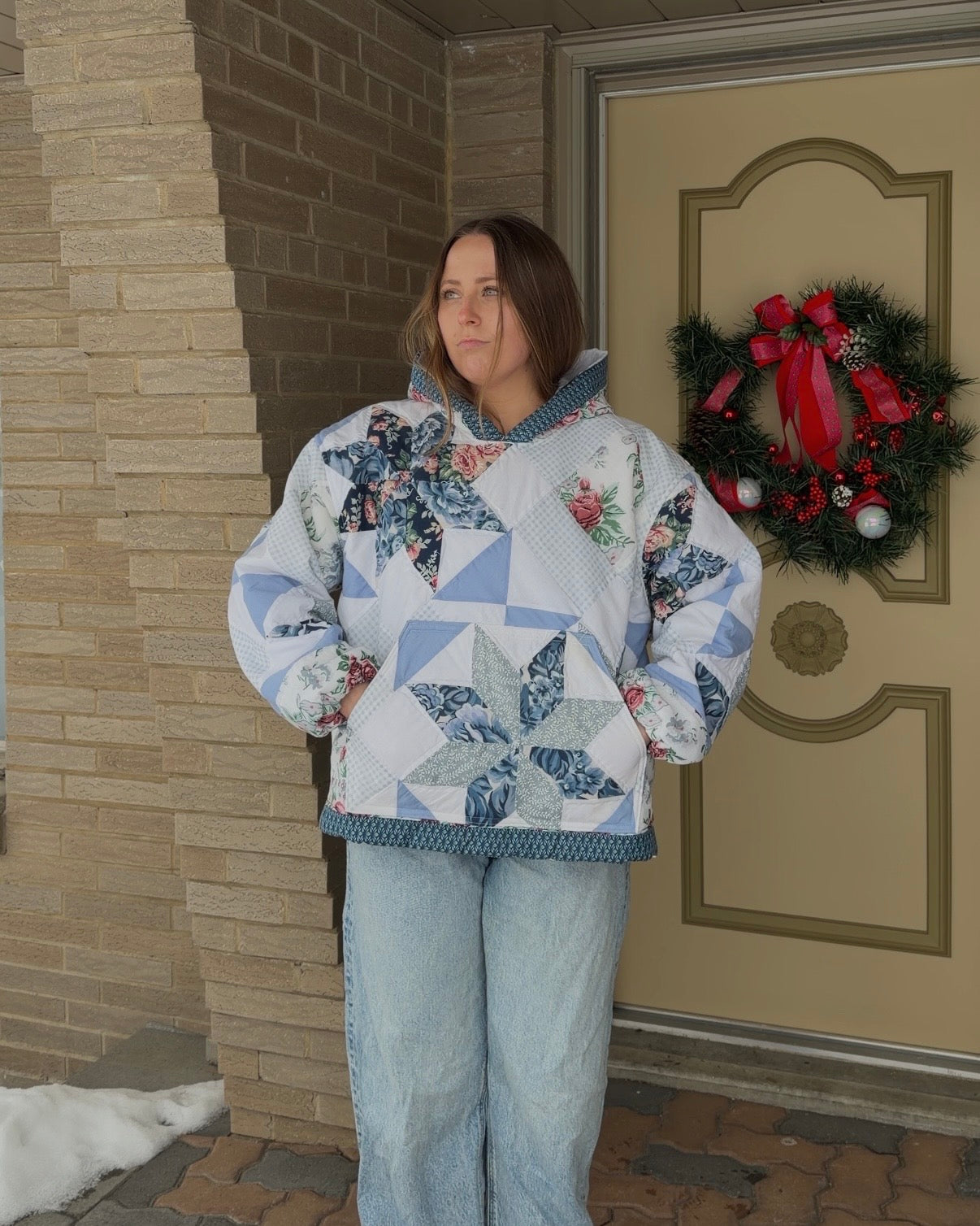 L - Blue Star Quilt Hoodie