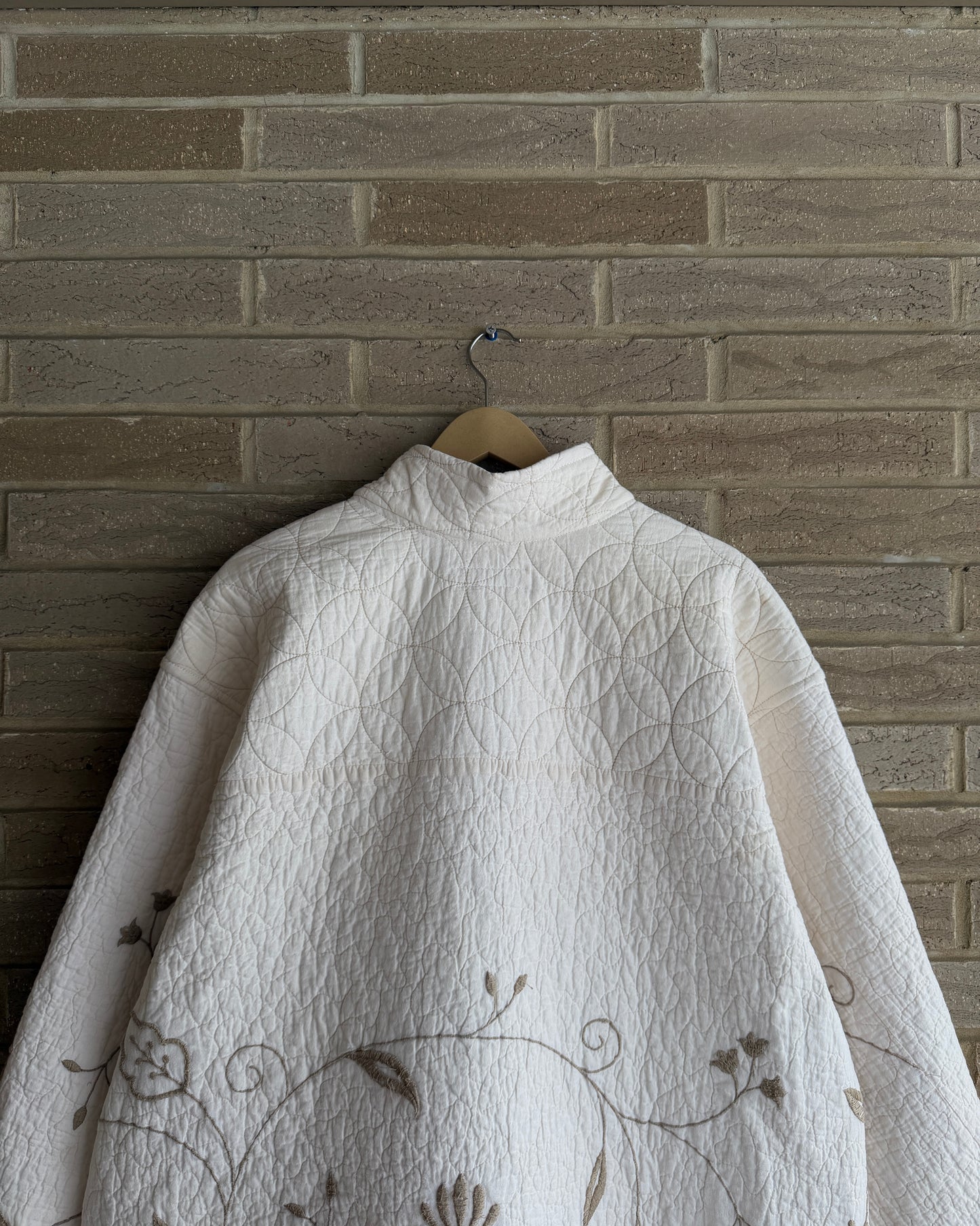 XL - Tan Embroidered Quilt Jacket