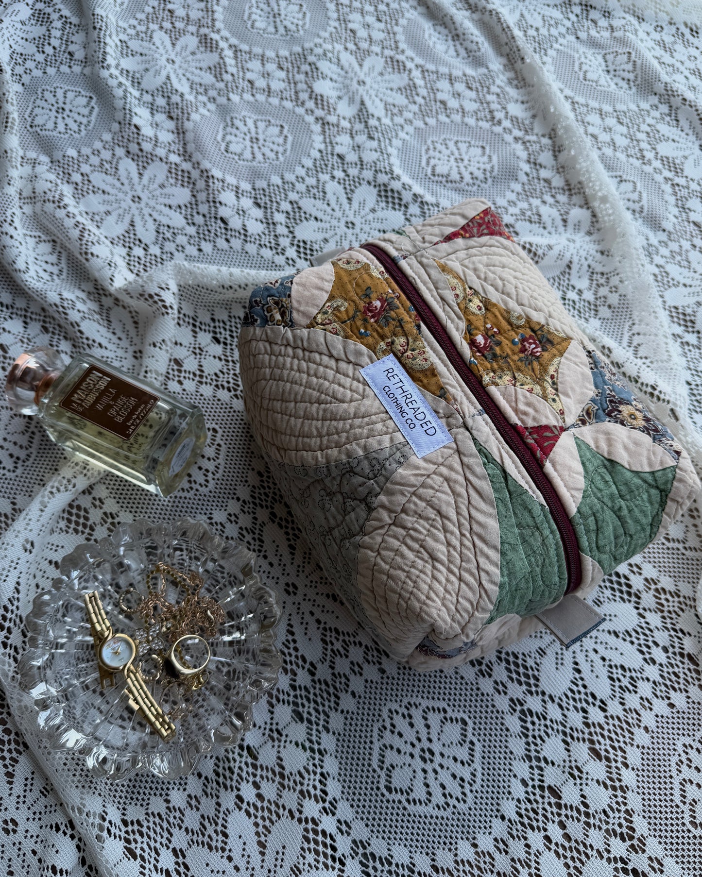 diamond quilted makeup bag