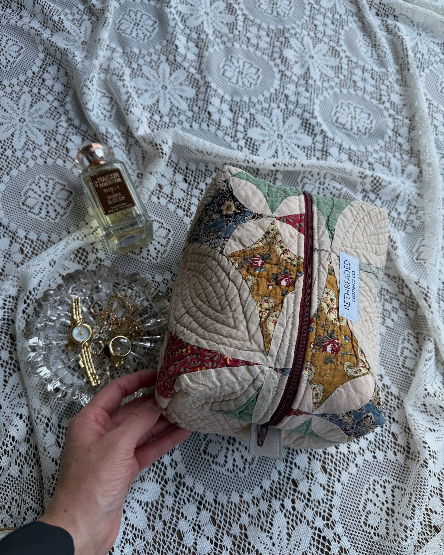 diamond quilted makeup bag