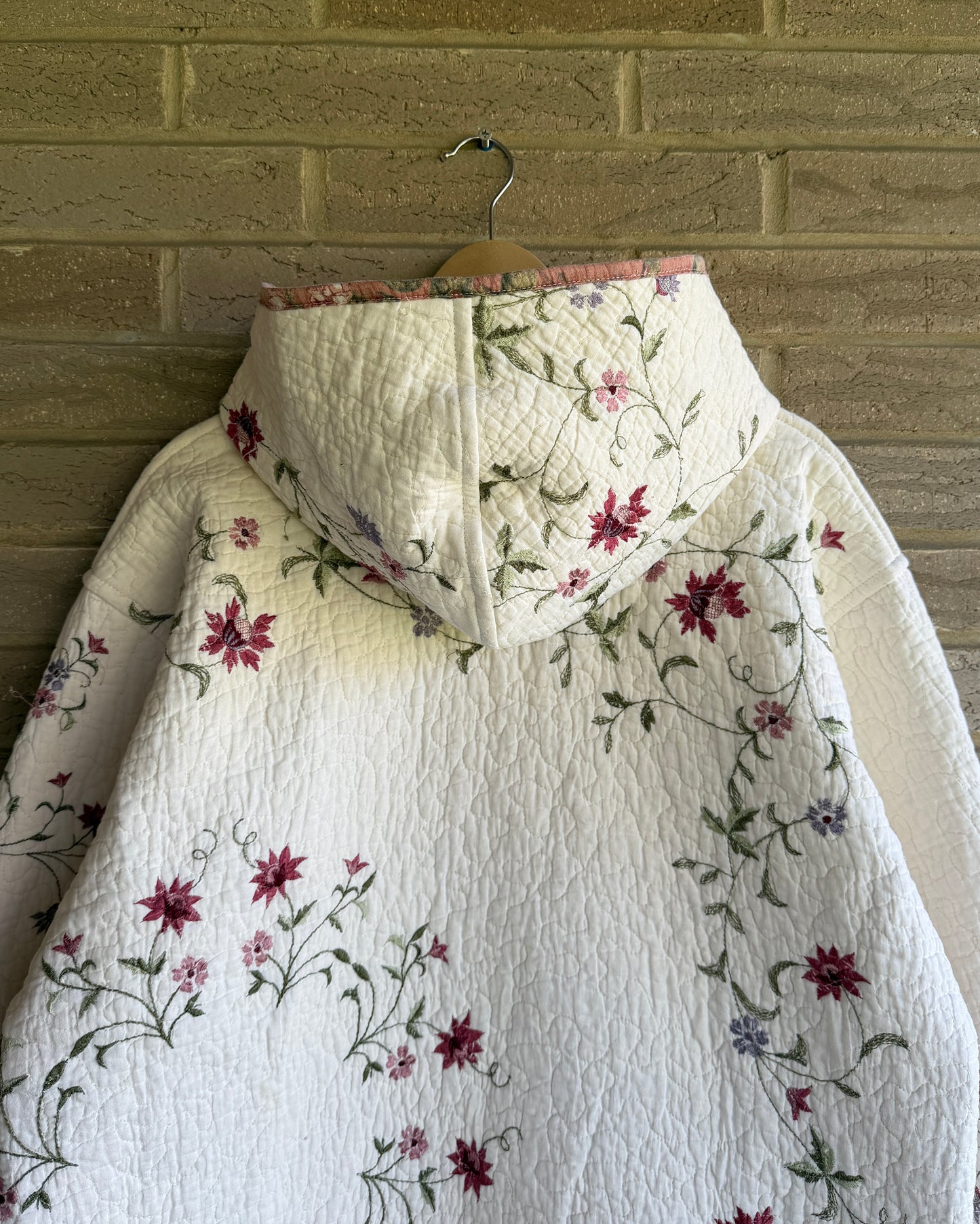 L - Floral Embroidered Hoodie