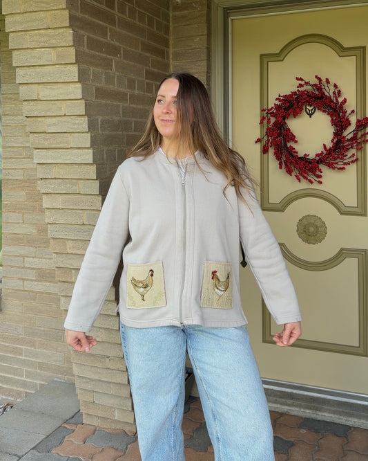 chicken pockets zip up - M