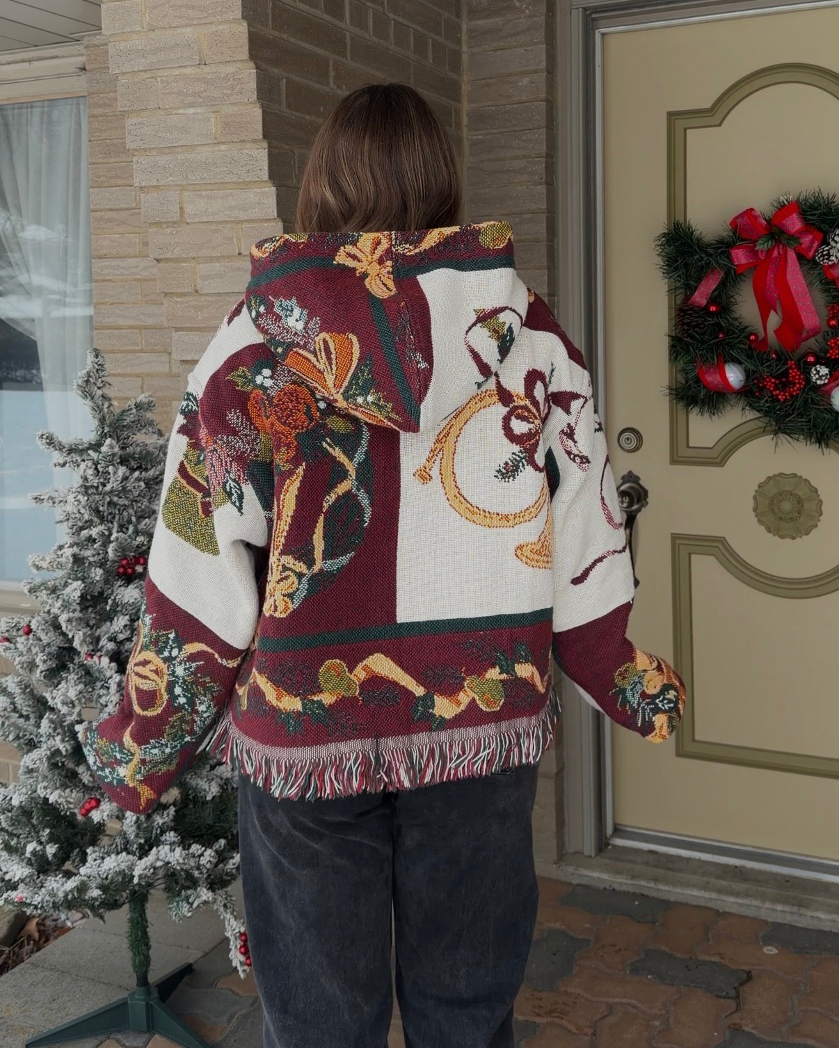 Maroon Christmas Hoodie - L