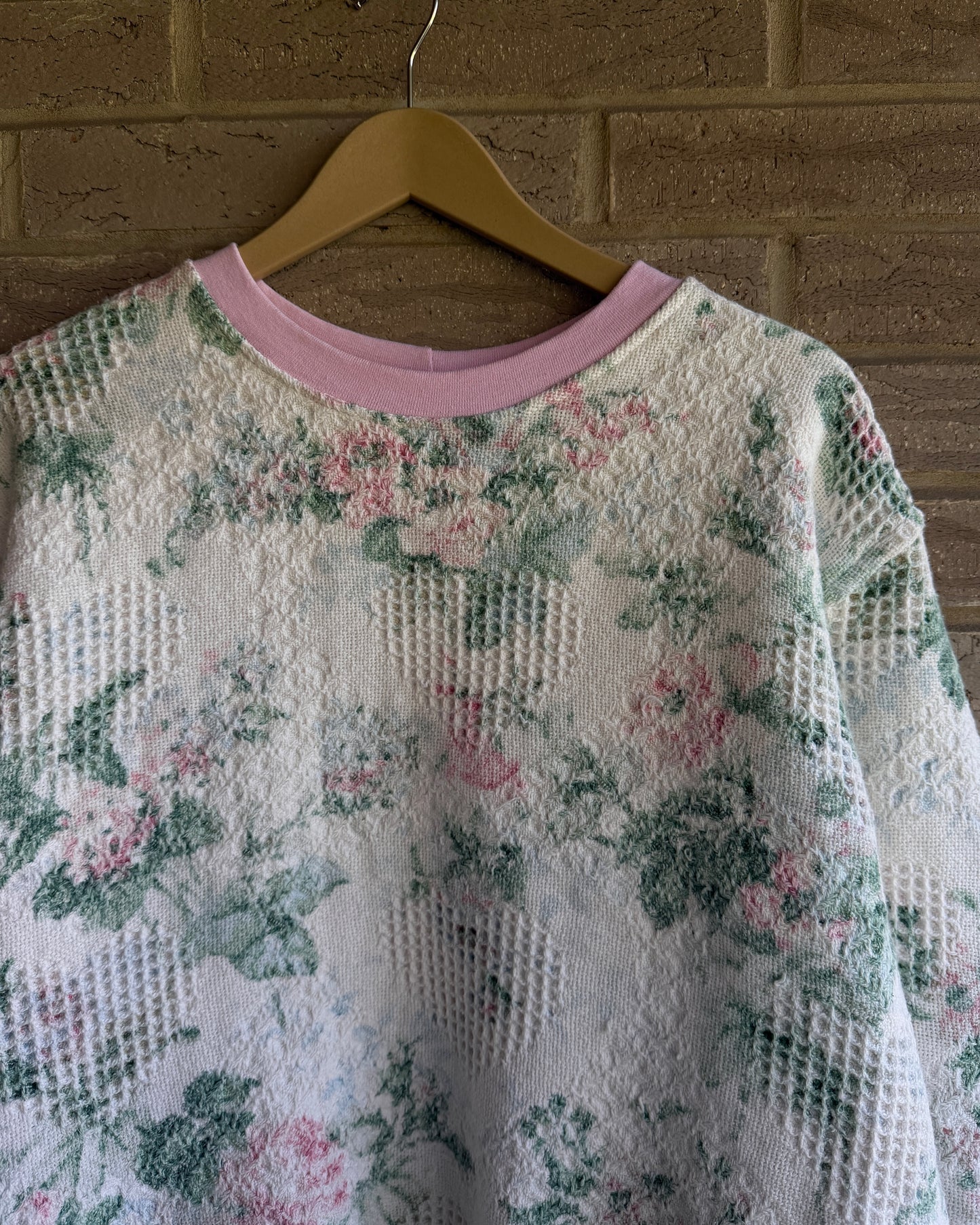 M - Floral Woven Crewneck